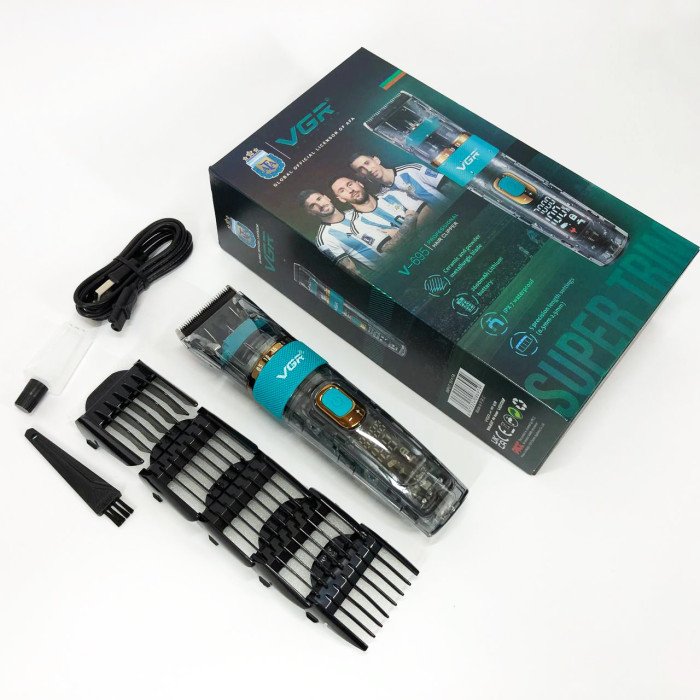 Машинка для стрижки волосся і бороди VGR V-695 з LED дисплеєм IPX7 вологозахист