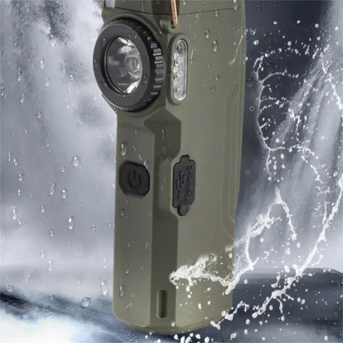 Ліхтарик-запальничка армійська MULTIFUNCTIONAL D51-COB, Запальничка на подарунок в упаковці. Колір: зелений