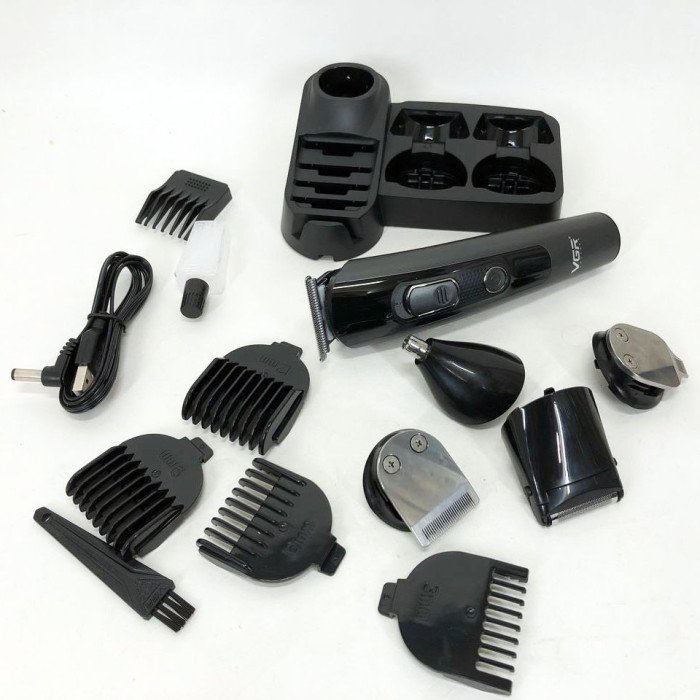 Професійна бездротова машинка для стрижки волосся VGR V-175 тример для бороди та вусів з насадками