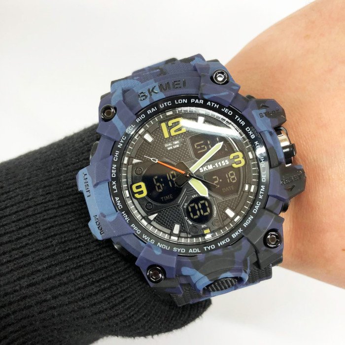 Годинник наручний чоловічий SKMEI 1155BCMBU, армійський годинник протиударний, чоловічий тактичний годинник