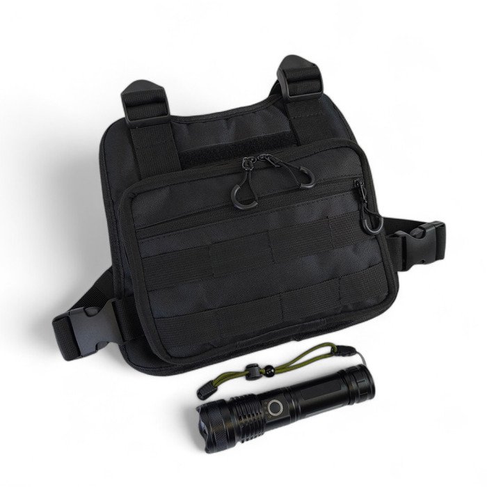 Нагрудна тактична сумка чоловіча, сумка через плече чорна розгрузка