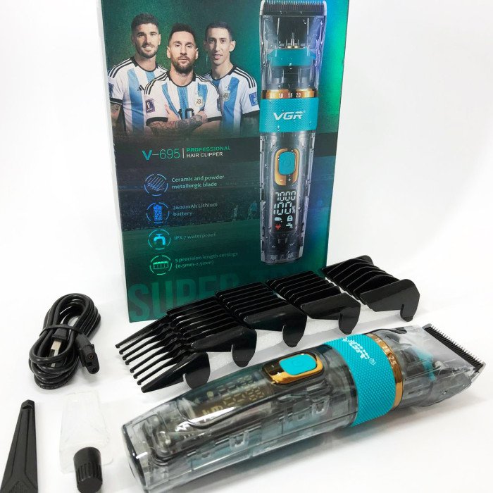 Машинка для стрижки волосся і бороди VGR V-695 з LED дисплеєм IPX7 вологозахист