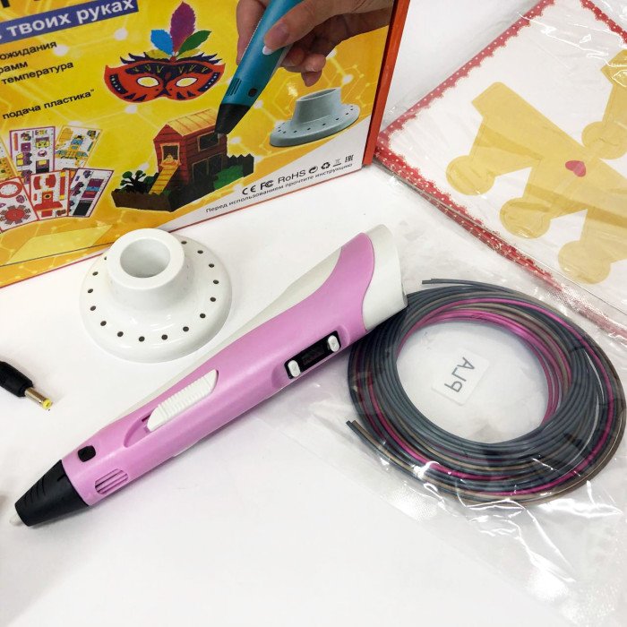 3D ручка Smart 3D Pen 2 c LCD дисплеєм, 3D ручка для розвитку уваги. Колір: рожевий