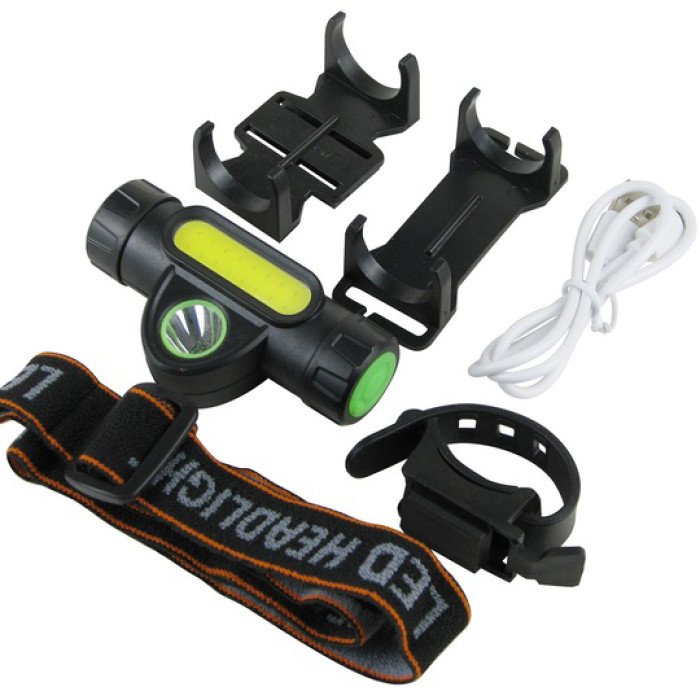Ліхтар налобний + вело кріплення 872-XPE+COB, Освітлення для велосипеда, Передній ліхтар на велосипед