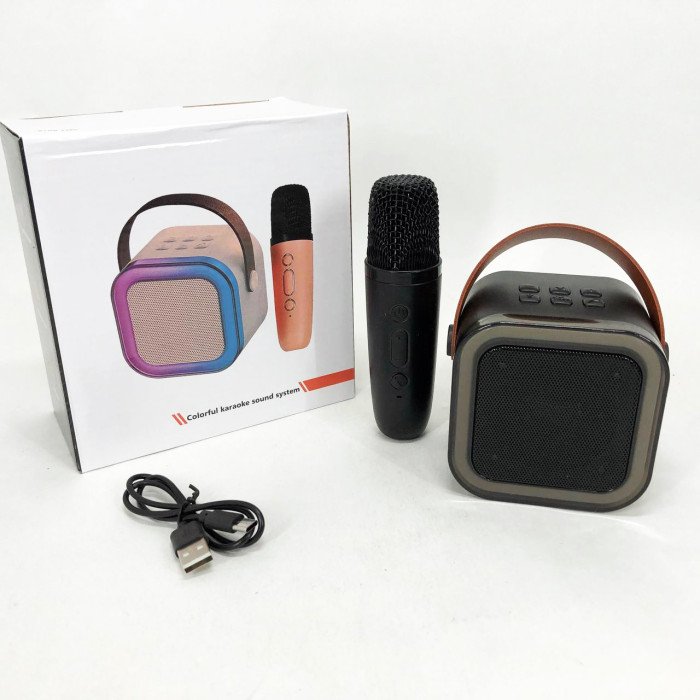 Портативна колонка з караоке мікрофоном та RGB підсвічуванням K12 10W Bluetooth. Колір: чорний