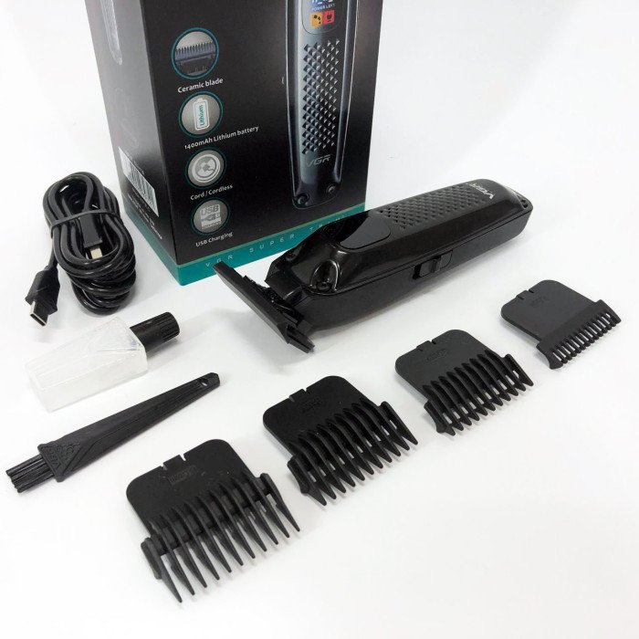 Машинка для стрижки волосся триммер VGR V-972 професійна з насадками акумуляторна USB