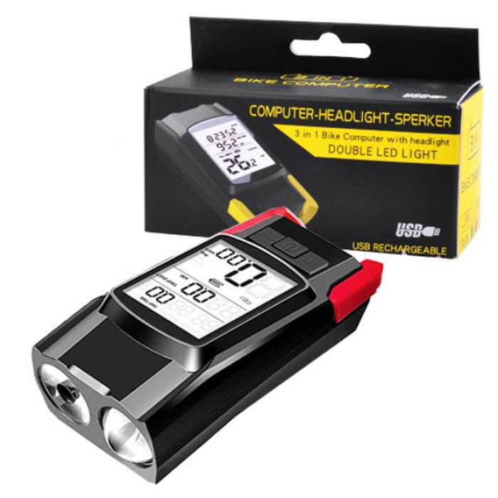 Велофара з комп'ютером та сигналом BK-1920-2T6 велоліхтар із виносною кнопкою, Велоліхтар із водозахистом
