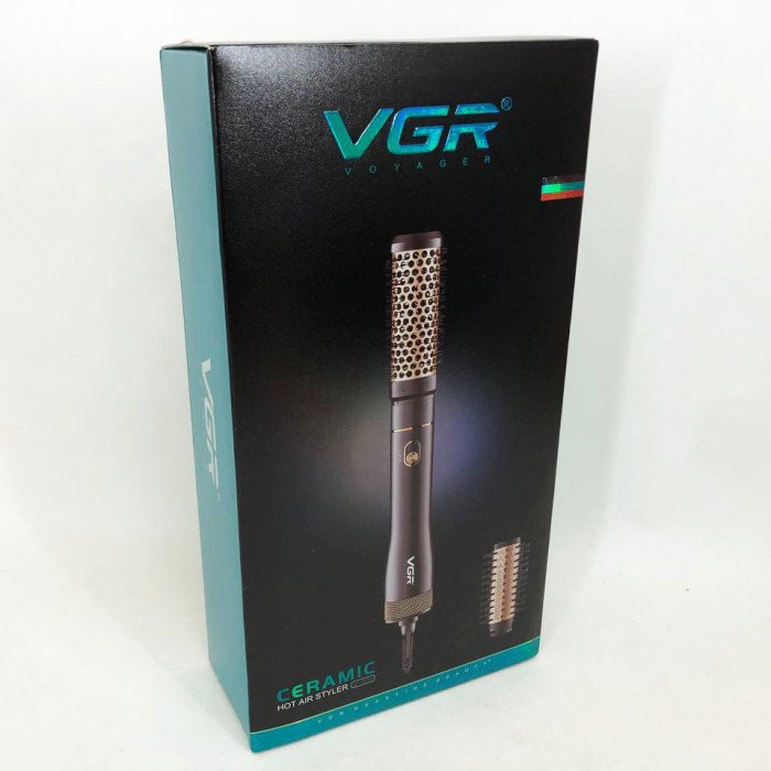 Фен гребінець VGR V-559 для завивки та сушіння волосся керамічне покриття 2 швидкості 2 насадки