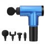 Акумуляторний масажер Fascial Gun KH-320 портативний ручний ударний м'язовий пістолет 4 насадки синій