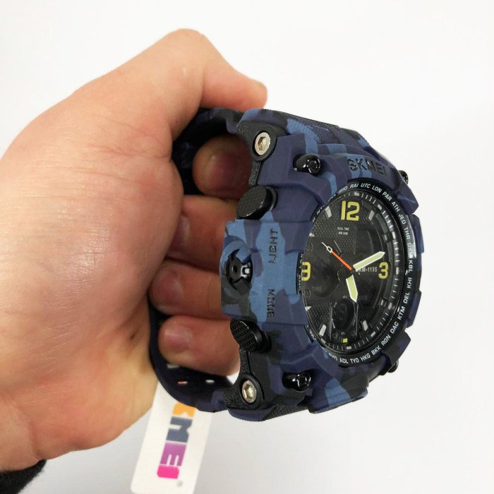 Годинник наручний чоловічий SKMEI 1155BCMBU, армійський годинник протиударний, чоловічий тактичний годинник