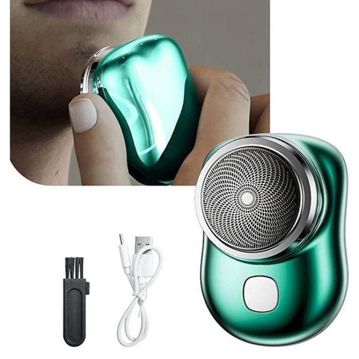 Електробритва Mini Shaver дорожня бездротова роторна для вологого і сухого гоління зелений