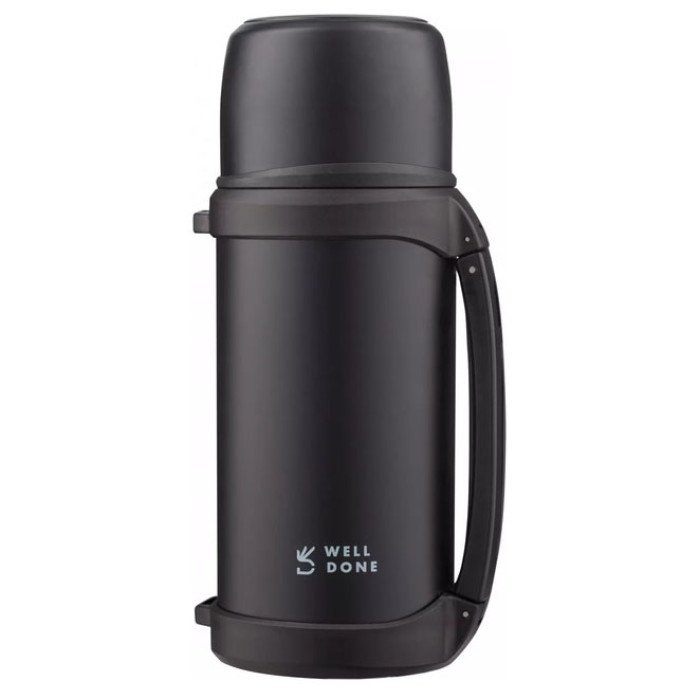 Термос вакуумний Well Done WD-7041B 1.5 літра, Термос для дитини до школи. Колір: чорний
