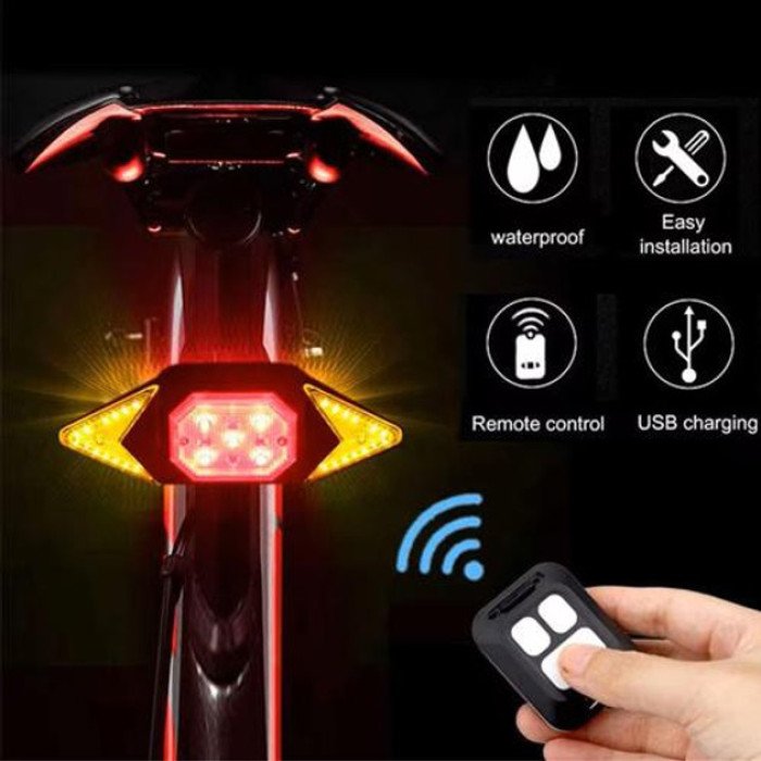 Велоліхтар LY-6700 із зазначенням поворотів (red+yellow+blue), waterproof, Миготливий велоліхтар