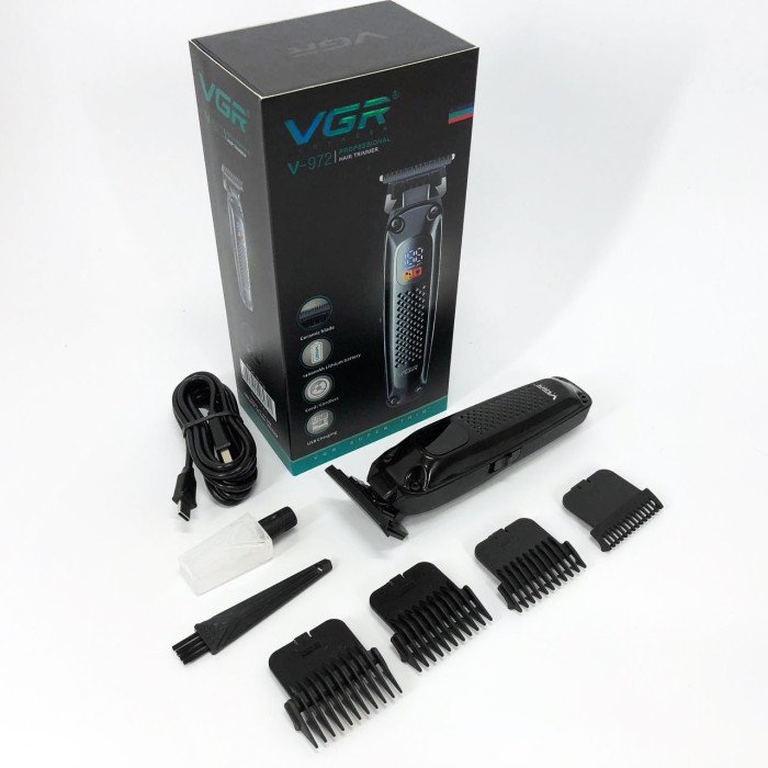 Машинка для стрижки волосся триммер VGR V-972 професійна з насадками акумуляторна USB