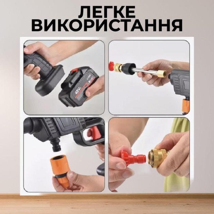 Акумуляторна Мийка з 2-ма АКБ Портативна Ручна Високого Тиску Універсальна