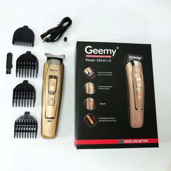 Машинка для стрижки GEMEI GM-6115, машинка для стрижки волосся домашня. Колір: бежевий