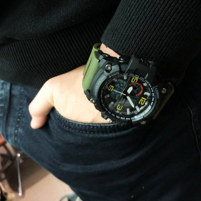 Годинник наручний чоловічий SKMEI 1283AG ARMY GREEN, армійський годинник протиударний. Колір: зелений