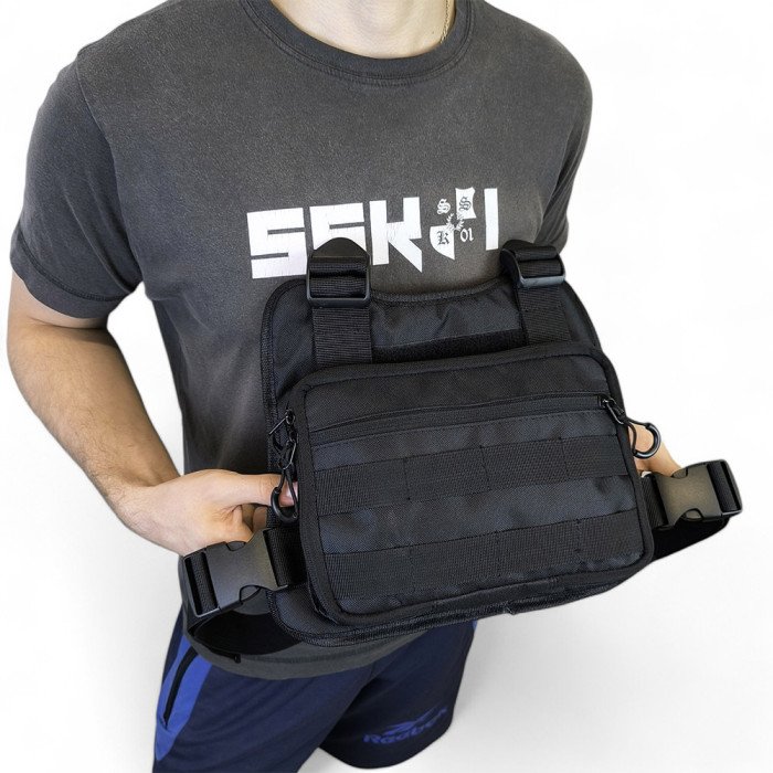 Нагрудна тактична сумка чоловіча, сумка через плече чорна розгрузка