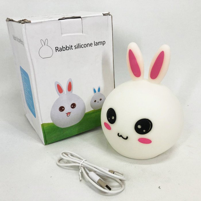 Силіконовий Нічний світильник ЗАЙЧИК дитячий LED лампа 7 кольорів з АКУМУЛЯТОРОМ