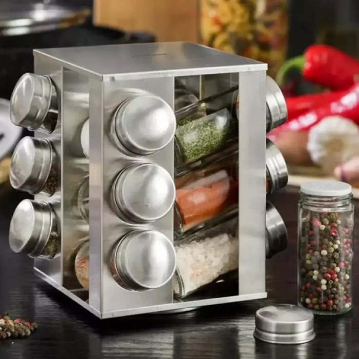 Набір ємностей для спецій на основі UNIQUE 12 в 1 Квадрат Органайзер для приправ, Стійка для спецій
