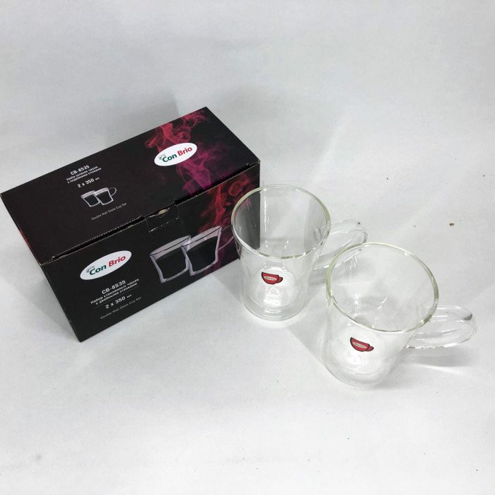 Набір кухлів з подвійним дном Con Brio CB-8535-2 350 мл 2 шт, чайні чашки з подвійним дном