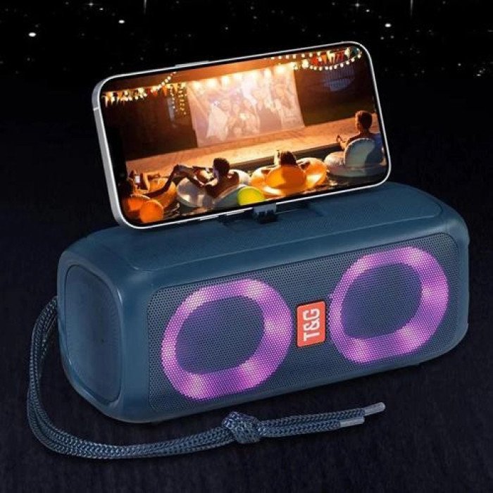 Портативна колонка TG333 2x5W з RGB підсвічуванням, гучна блютуз колонка. Колір: синій