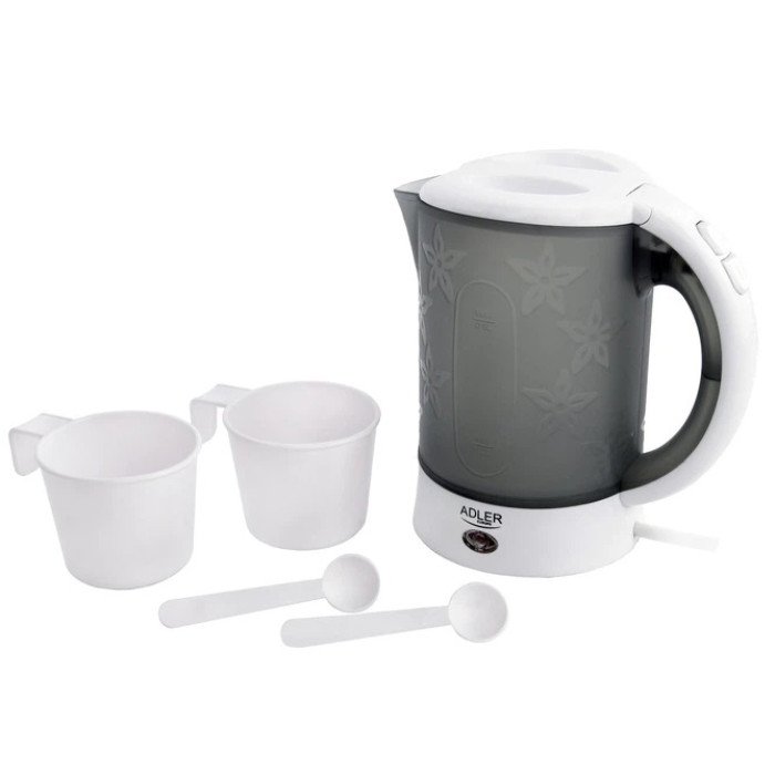 Электрочайник чайник с чашками и ложечками набор в дорогу Adler AD 1268 0.6Л 600Вт