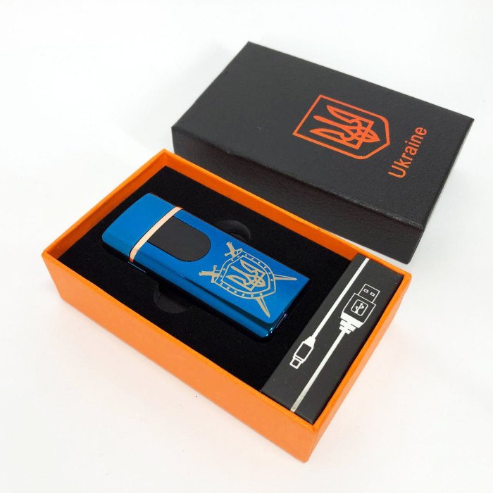 Електрична та газова запальничка Україна з USB-зарядкою HL-432, сенсорна запальничка. Колір: синій