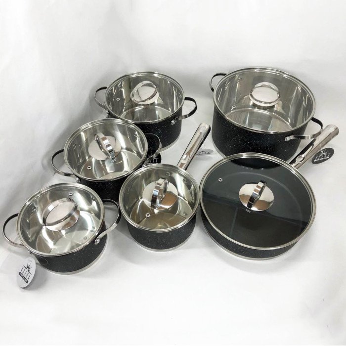 Набір посуду 12 предметів ASTRA A-2512, набір посуду для електричних плит, збірний набір каструль