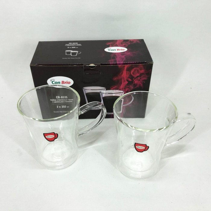 Набір кухлів з подвійним дном Con Brio CB-8535-2 350 мл 2 шт, чайні чашки з подвійним дном