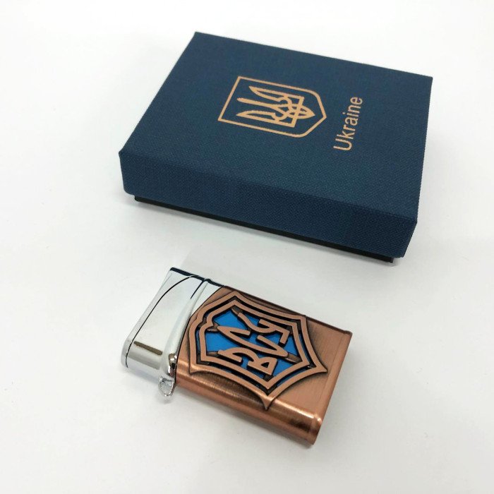 Запальничка газова ЗСУ Подарункова коробка, Гостре полум'я HL-4112-4, Запальничка з турбонаддувом. Колір: бронза