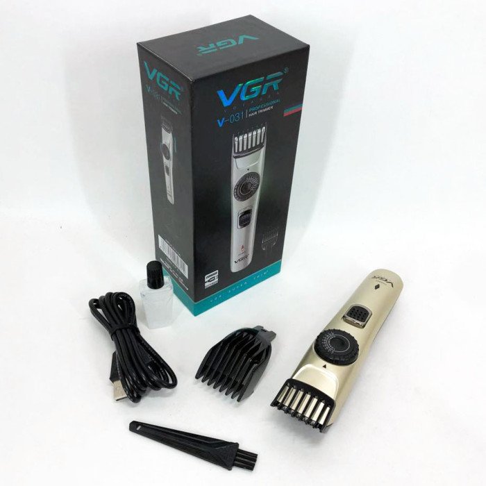 Машинка для стрижки волосся бездротова VGR V-031, тример для бороди вусів 2 насадки, окантувальна машинка