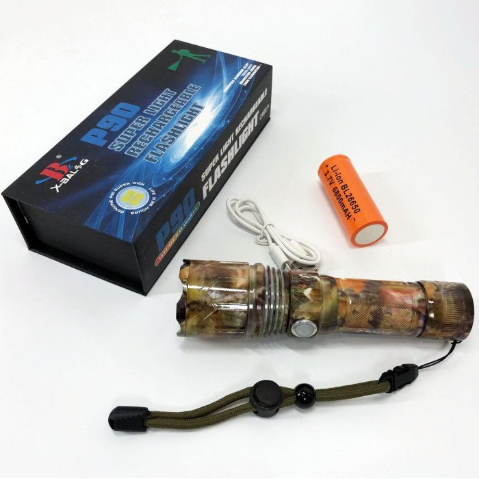 Ліхтарик ручний тактичний Bailong BL-P511M-P90 камуфляж, супер яскравий ліхтарик, потужний кишеньковий ліхтарик