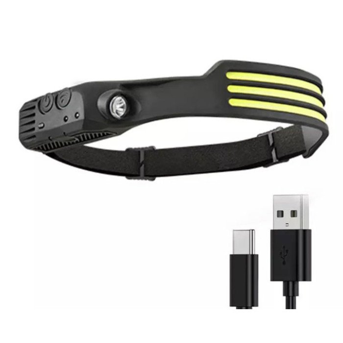 Ліхтар налобний стрічка BL-W689-LM+3COB, широкий кут огляду, надлегкий Акумуляторний ліхтарик на голову