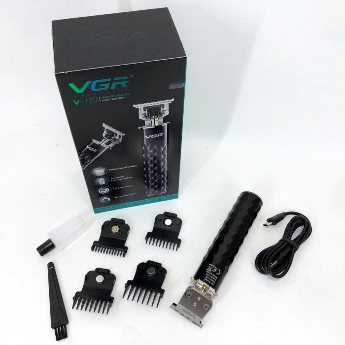 Машинка для стрижки з триммером VGR V-170 для волосся, вусів та бороди, бездротова зі змінними насадками