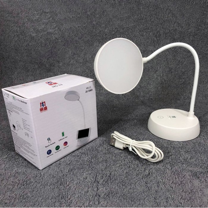 Настільна акумуляторна лампа MS-13, настільна лампа для навчання, Usb лампа сенсорна. Колір: білий