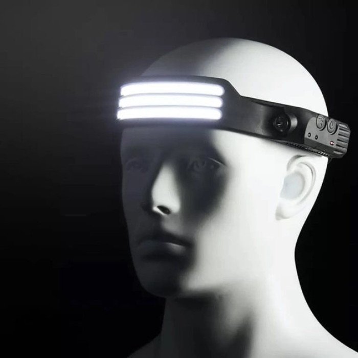 Ліхтар налобний стрічка BL-W689-LM+3COB, широкий кут огляду, надлегкий Акумуляторний ліхтарик на голову