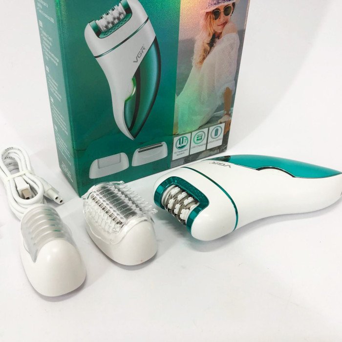Епілятор акумуляторний для тіла та ніг жіночий 3 в 1 VGR V-731 домашній триммер для видалення волосся