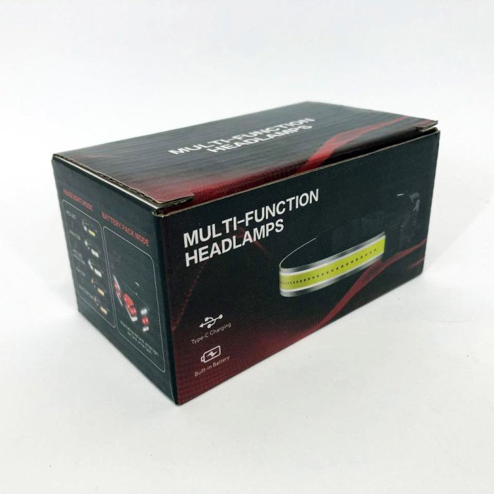 Ліхтарик налобний м'який акумуляторний XQ-T1C USB з червоними задніми вогнями, ліхтар на голову для риболовлі