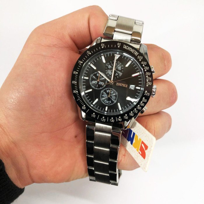 Годинник наручний чоловічий SKMEI 9253SIBK, годинник чоловічий класика, годинник підлітковий, крутий чоловічий годинник