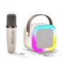 Портативна колонка з караоке мікрофоном та RGB підсвічуванням K12 10W Bluetooth. Колір: білий
