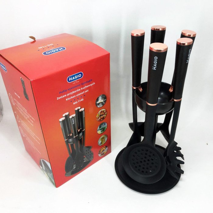 Набір кухонного приладдя MAGIO MG-1140, набір поварешок на підставці кухонний набір лопаток
