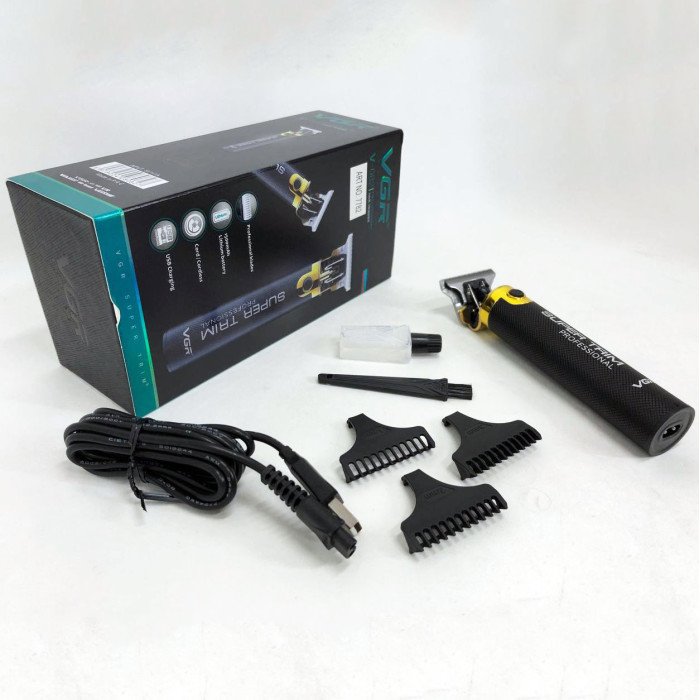 Машинка для стрижки VGR V-082 акумуляторна бездротова професійна + 3 насадки триммер для волосся