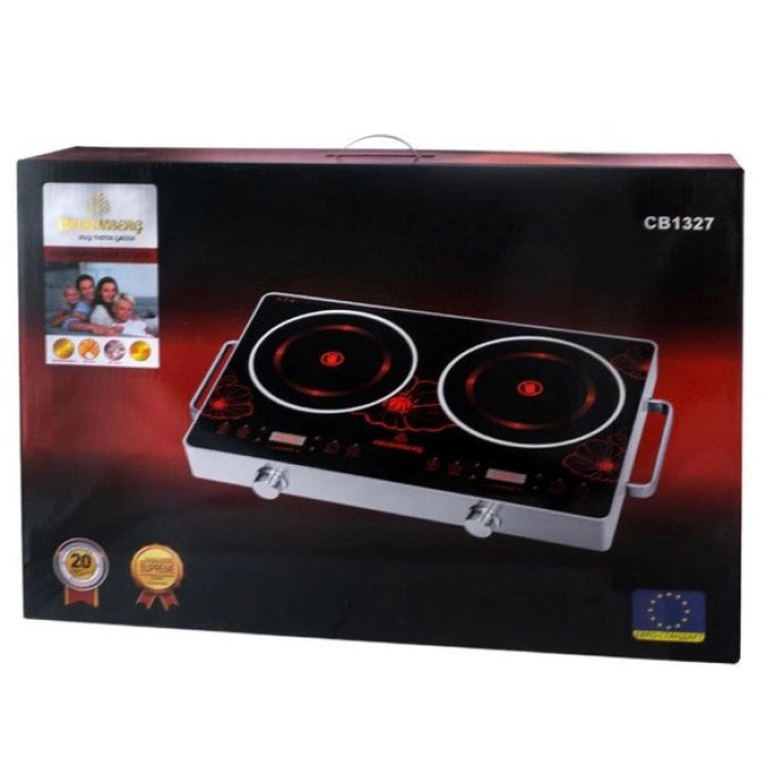 Електрична плита Crownberg CB-1327 інфрачервона настільна на 2 конфорки по 2000 Вт