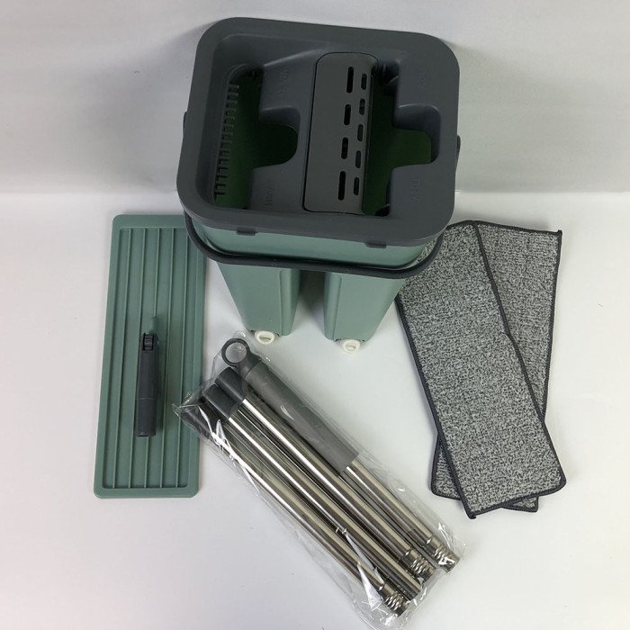 Швабра - ледар з відром і автоматичним віджимом 2 в 1 Hand Free Cleaning Mop 5 л. Колір: зелений