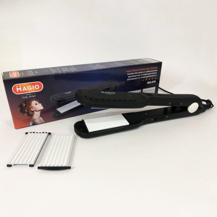 Щипці для волосся MAGIO MG-679 з насадками для гофре, Праска для вирівнювання, Гофре плойка
