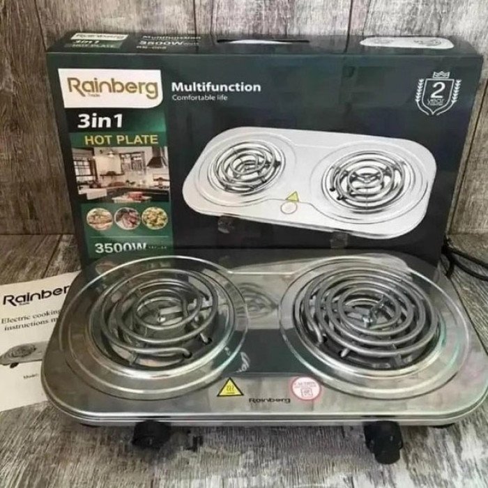 Електрична плита Rainberg RB-008 на 2 поверхні спіральна + 2 регулятори 3500 Вт