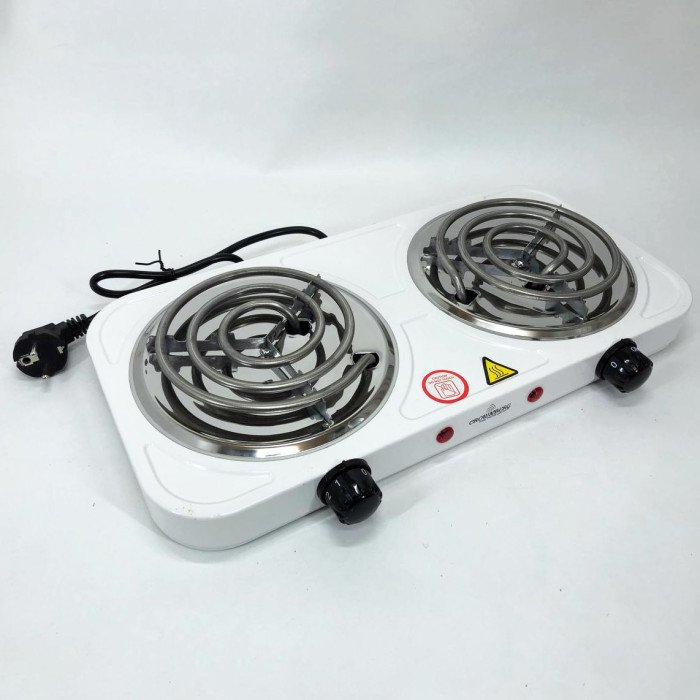 Плита електрична настільна Crownberg CB-3744 двоконфоркова спіральна 2000 Вт