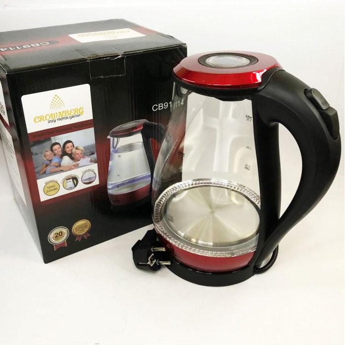 Електрочайник Crownberg Cb-9114 1.7 Л Скляний Електричний Чайник Crownberg