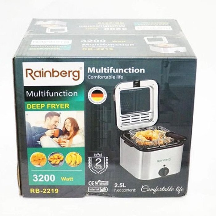 Фритюрниця для дому Rainberg RB-2219 з терморегулятором та знімною чашею електрофритюрниця міні фритюрниця